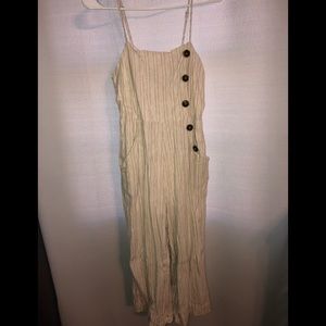 Forever 21 wide leg striped jumpsuit with pockets